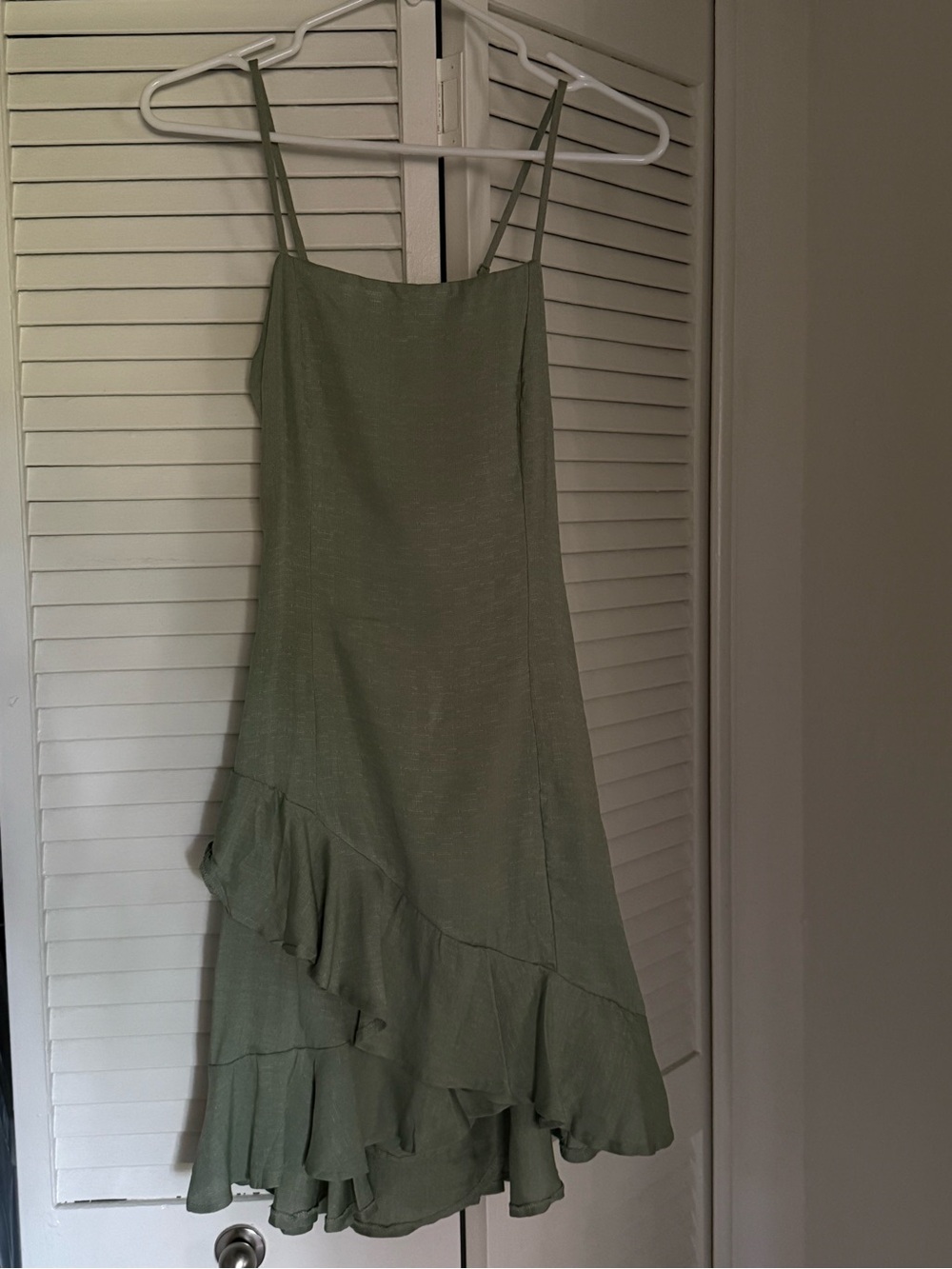 Sage Green Dress with Ruffle Hem, size L